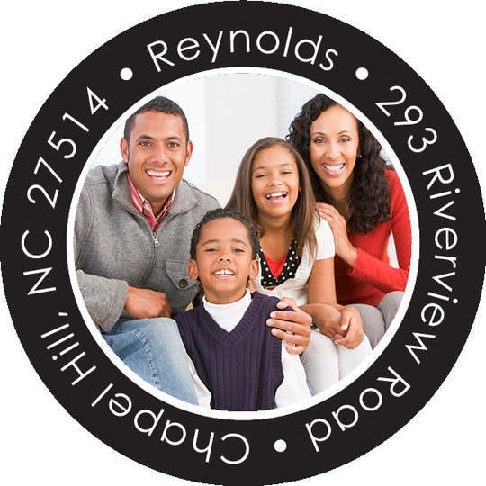 Your Photo on Black Round Address Labels